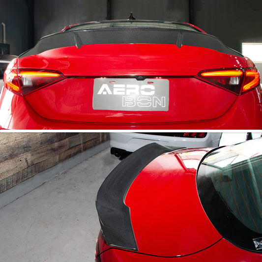 AeroBon Carbon Fiber Trunk Spoiler Alfa Romeo Giulia (2017-2025) RT - installed on vehicle