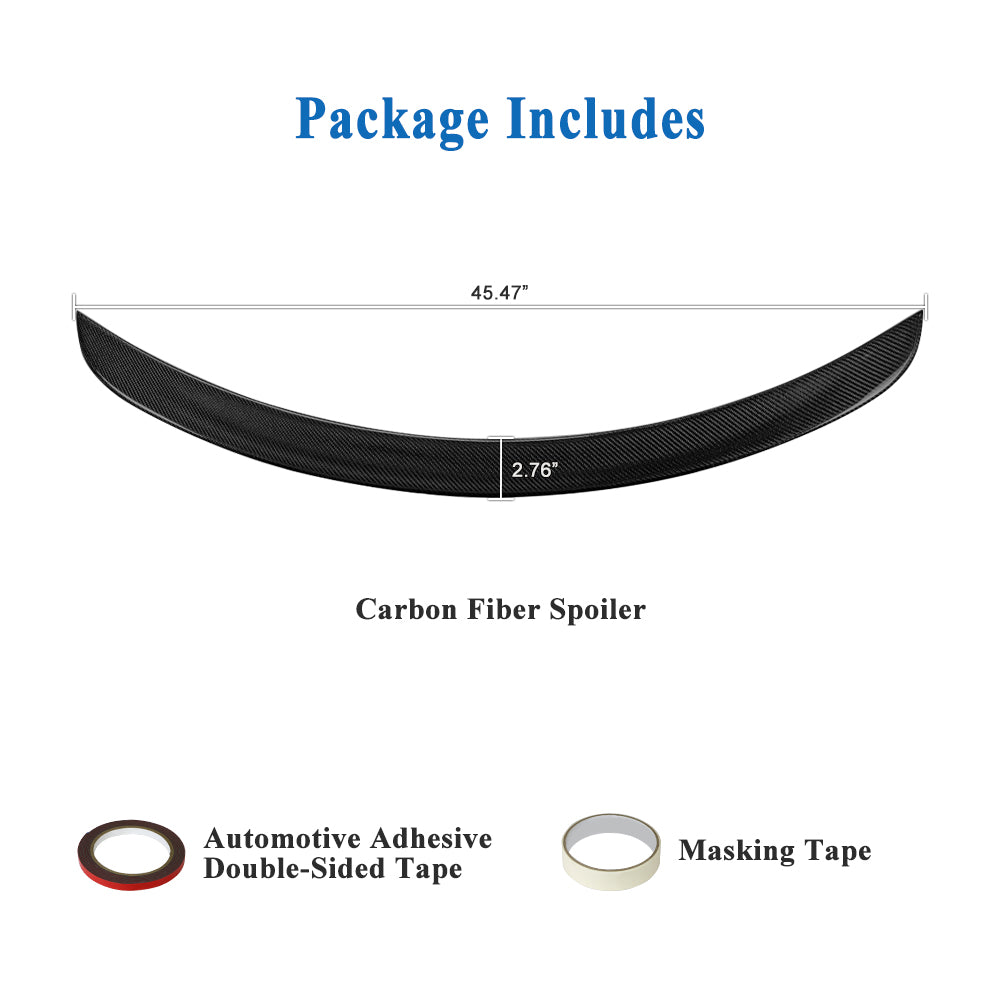 AeroBon Real Carbon Fiber Trunk Spoiler Compatible with 2012-2025 Tesla Model S Spoiler (OE Style)
