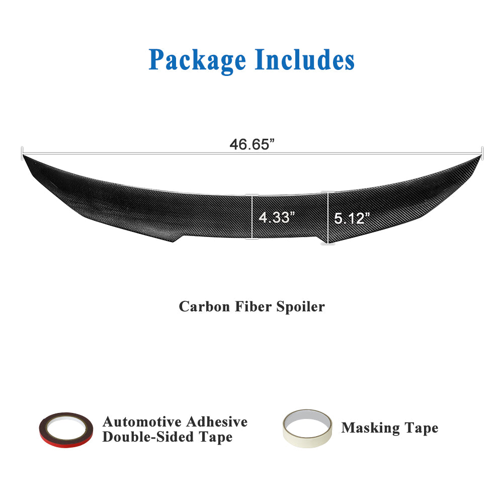 AeroBon Real Carbon Fiber Trunk Spoiler Compatible with 2017-2023 Infiniti Q60 Q60S Coupe Spoiler (H Style) High Kick