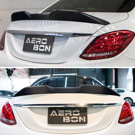 AeroBon Carbon Fiber Trunk Spoiler C-Class W205 (2015-2021) MP - installed on vehicle