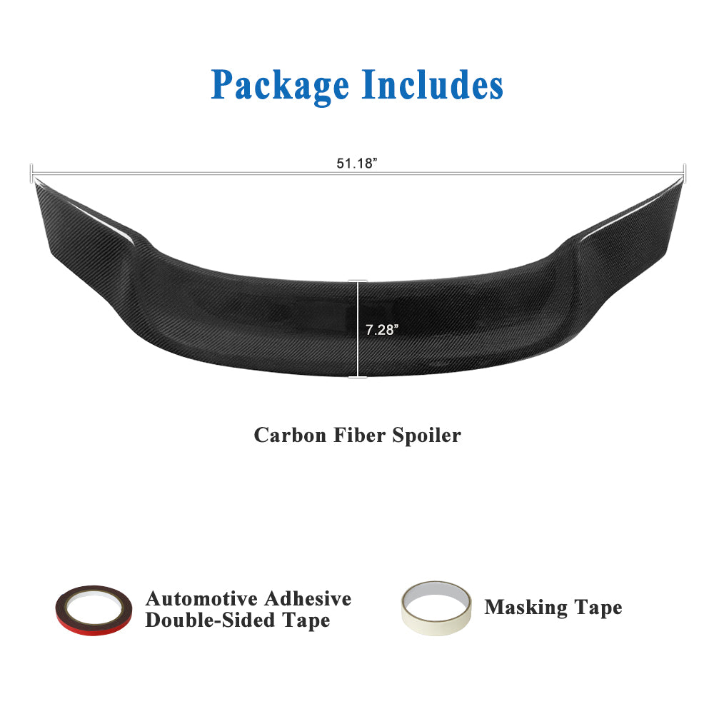 AeroBon Real Carbon Fiber Trunk Spoiler Compatible with 2015-2021 Mercedes C Class W205 Sedan Rear Spoiler (R Style) Race Tail