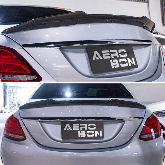 AeroBon Carbon Fiber Trunk Spoiler E-Class W213 (2017-2023) H - installed on vehicle
