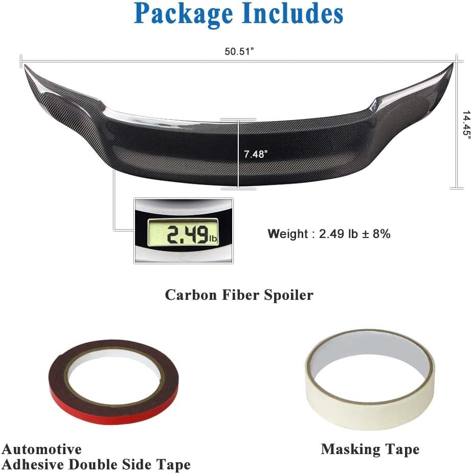 AeroBon Real Carbon Fiber Trunk Spoiler Compatible with 2007-2014 Infiniti G35, G37, G25, Q40 4-Door Sedan Rear Spoiler (RT Style) Race Tail