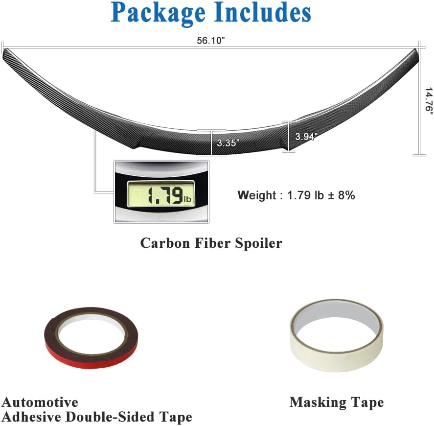 AeroBon Real Carbon Fiber Trunk Spoiler Compatible with 2017-2023 Tesla Model 3 Rear Spoiler (MV Style) Motorsport Version