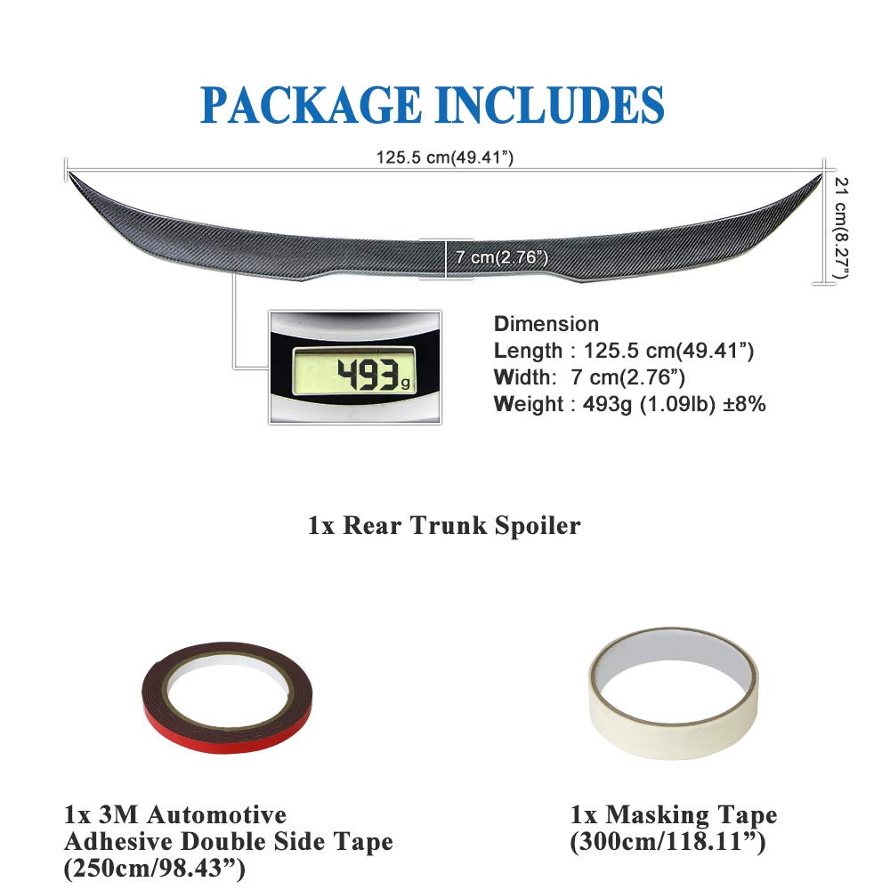 AeroBon Real Carbon Fiber Trunk Spoiler Compatible with 2010-2016 BMW 5 Series F10 Sedan F10 M5 Spoiler (Pro Competition Style)