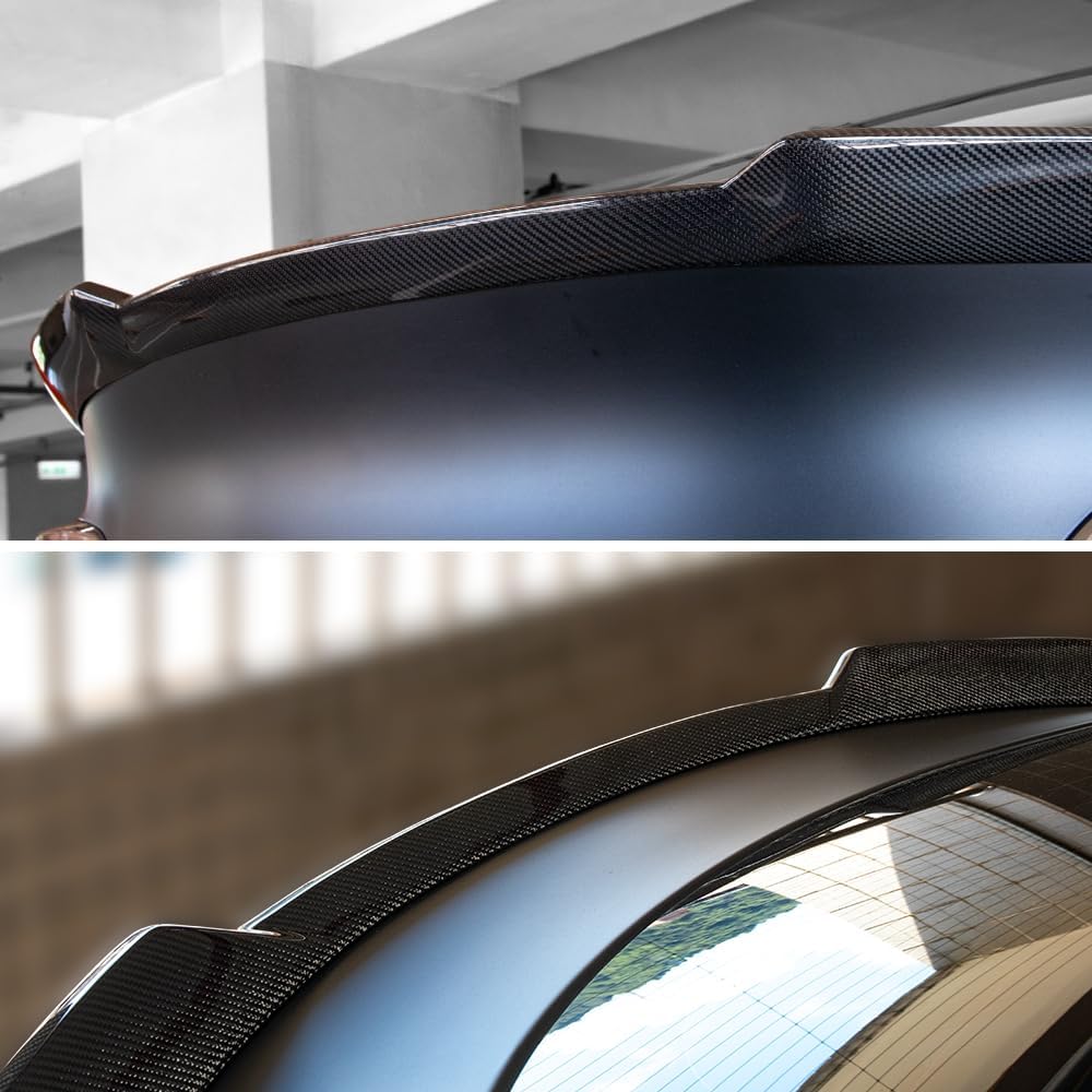 AeroBon Real Carbon Fiber Trunk Spoiler Compatible with 2024-2026 Tesla Model 3 Highland Rear Spoiler (GC Style) Grand Curve
