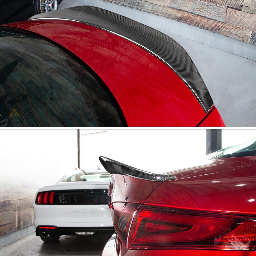 AeroBon Real Carbon Fiber Trunk Spoiler Compatible with 2017-2024 Alfa Romeo Giulia Sedan Spoiler (H+ Style)