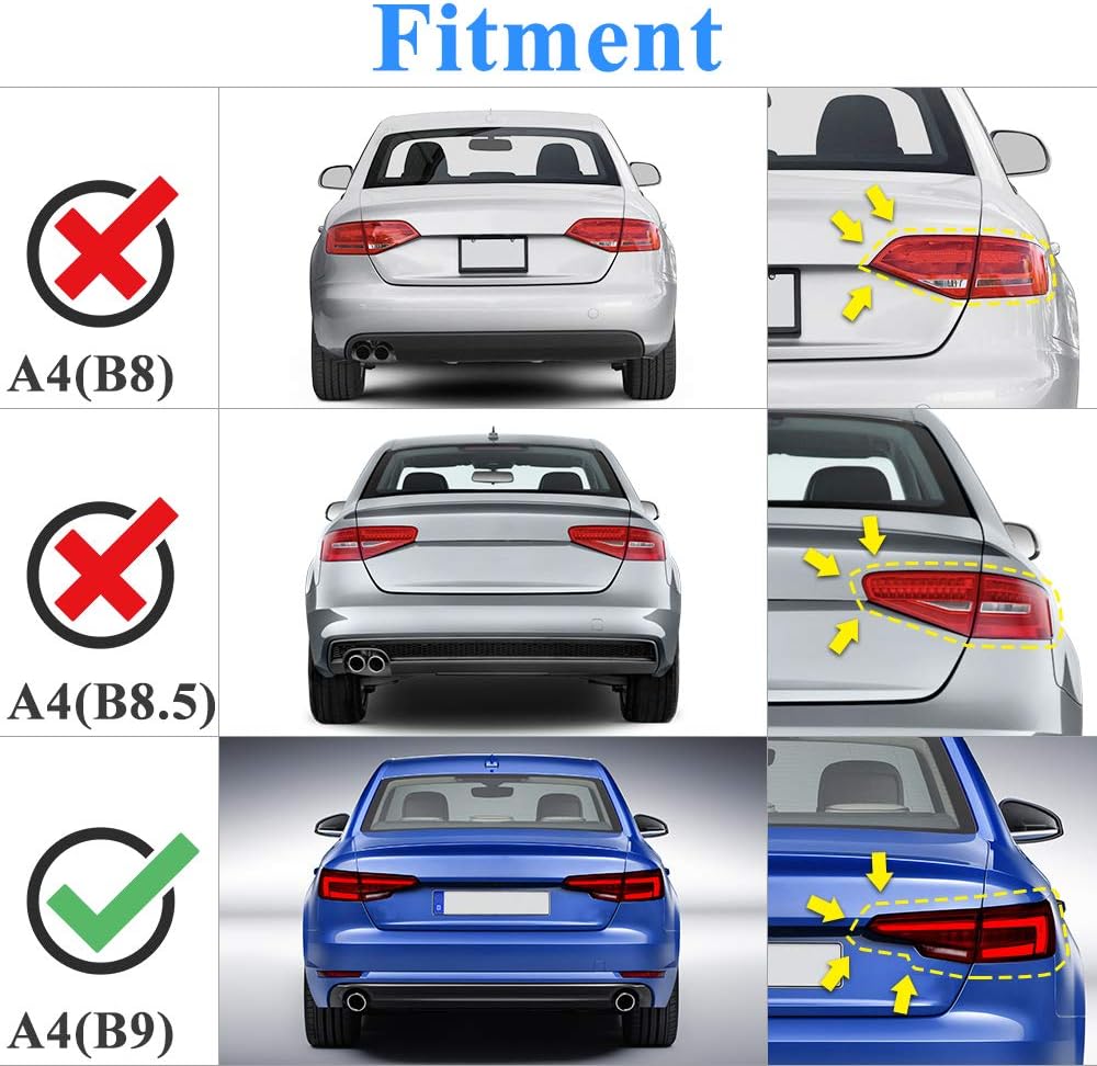 AeroBon Real Carbon Fiber Trunk Spoiler Compatible with 2017-2024 Audi A4 S4 Spoiler B9 (MV Style)