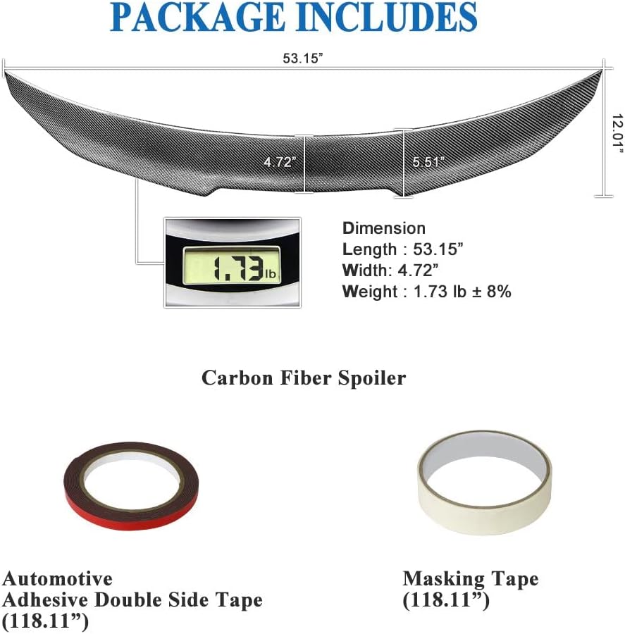 AeroBon Real Carbon Fiber Trunk Spoiler Compatible with 2015-2019 BMW X6 F16 X6M F86 Spoiler (H Style)