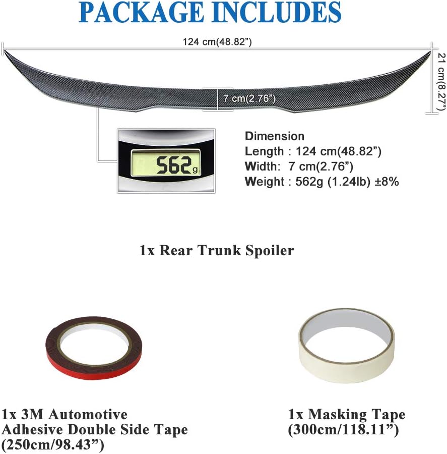 AeroBon Real Carbon Fiber Trunk Spoiler Compatible with 2013-2018 BMW 3 Series F30 Sedan F80 M3 Spoiler (CP Style) Competition Pro