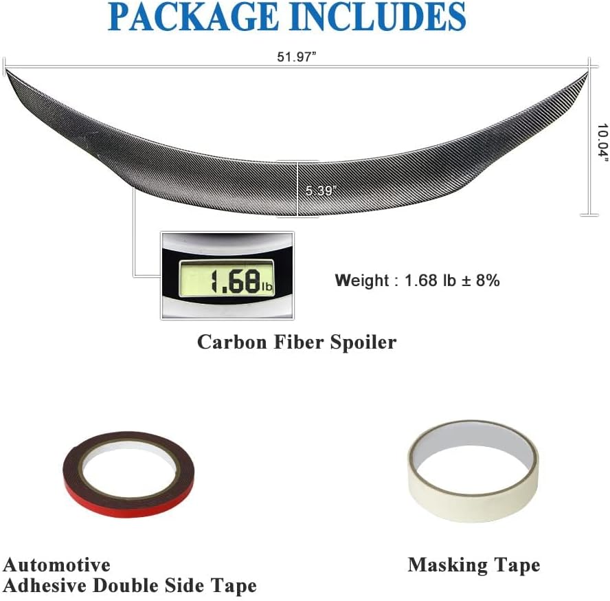 AeroBon Real Carbon Fiber Trunk Spoiler Compatible with 2010-2016 Mercedes E Class W212 Sedan Spoiler (H+ Style)