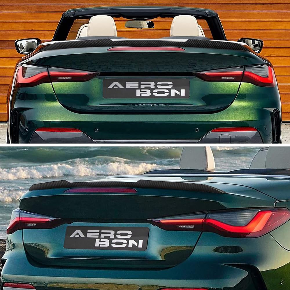 AeroBon Real Carbon Fiber Trunk Spoiler Compatible with 2021-2024 BMW 4 Series G23 Convertible and M4 G83 Convertible Spoiler (OE Style)