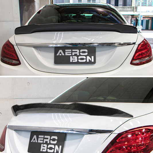 AeroBon Real Carbon Fiber Trunk Spoiler Compatible with 2015-2021 Mercedes C Class W205 Sedan Rear Spoiler (AM Style) Aero Motion