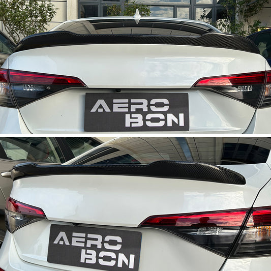 AeroBon Carbon Fiber Trunk Spoiler Civic Sedan (20222026) CS installed rear view
