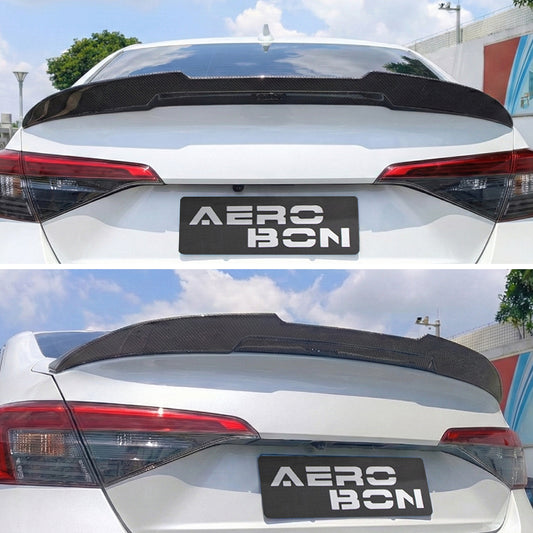 AeroBon Real Carbon Fiber Trunk Spoiler Compatible with 2022-2026 Honda Civic Sedan Spoiler 11th Gen (H Style) High Kick