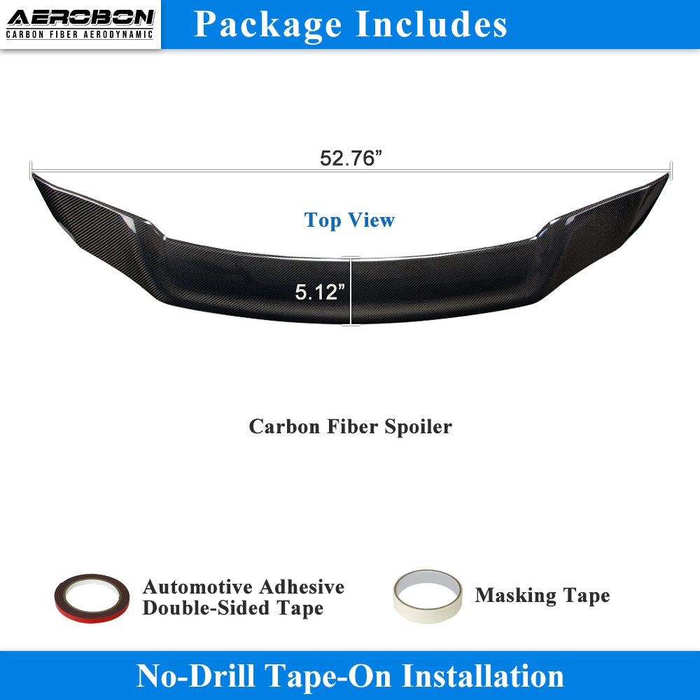 AeroBon Real Carbon Fiber Trunk Spoiler Compatible with 2023-2026 Honda Accord 11th Gen Rear Spoiler (TR Style) Tuned Racing