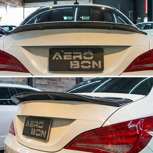 AeroBon Real Carbon Fiber Trunk Spoiler Compatible with 2013-2019 Mercedes CLA Class C117 W117 Sedan CLA200 CLA250 CLA45 Spoiler (RT Style) Race Tail