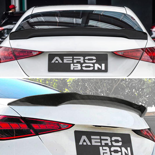 AeroBon Real Carbon Fiber Trunk Spoiler Compatible with 2022-2026 Mercedes C Class W206 Sedan C200 C300 C43 Rear Spoiler (AL Style) Aero Line