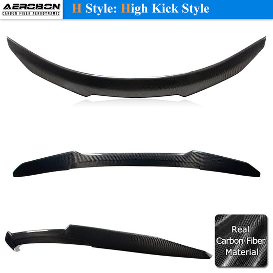 AeroBon Real Carbon Fiber Trunk Spoiler Compatible with 2012-2026 Tesla Model S Spoiler (H Style) High Kick