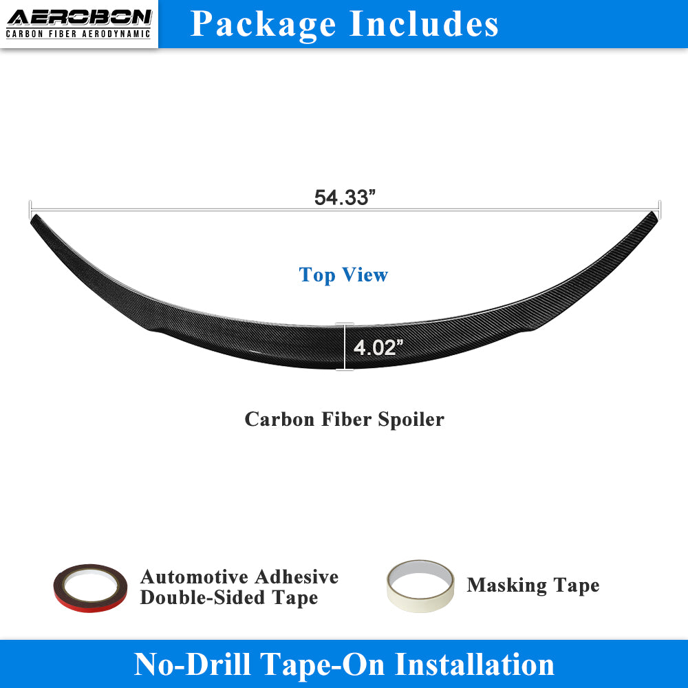 AeroBon Real Carbon Fiber Trunk Spoiler Compatible with 2025 2026 Tesla Model Y Juniper Rear Spoiler (RL Style) Revolution Line