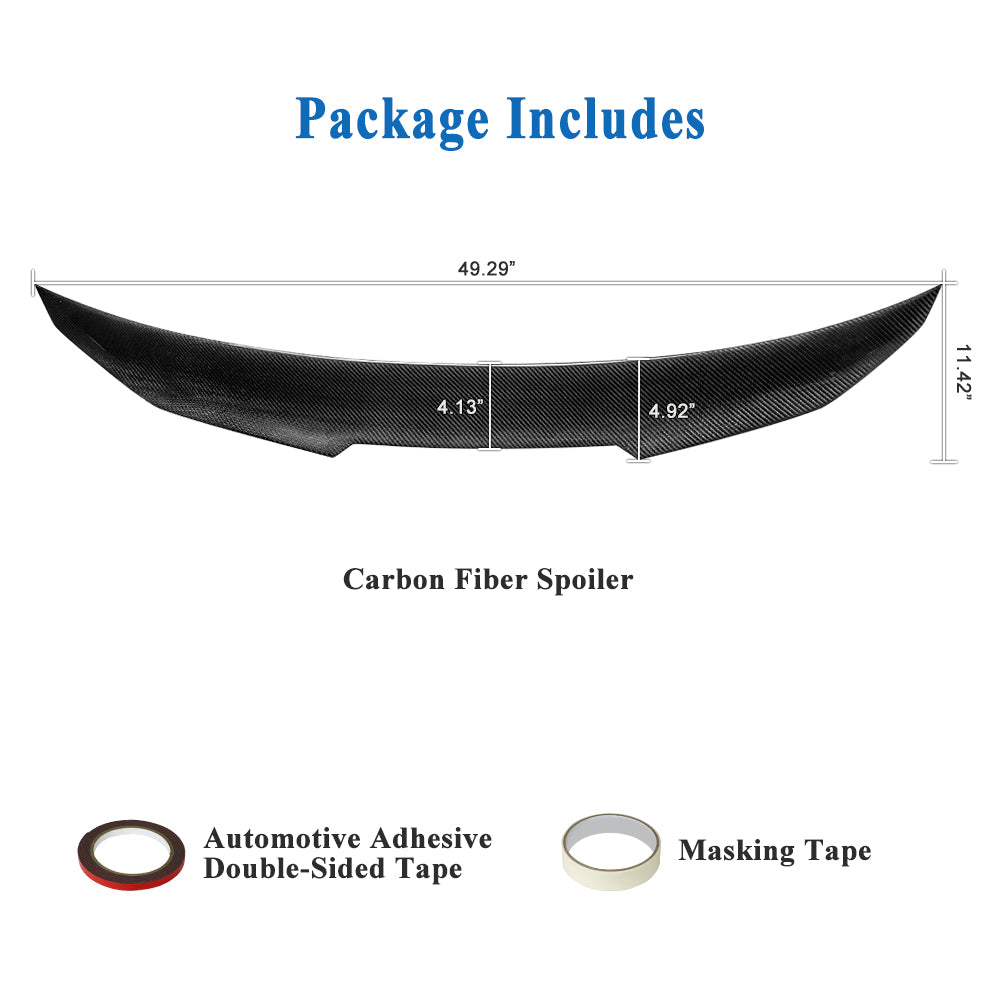 AeroBon Real Carbon Fiber Trunk Spoiler Compatible with 2022-2026 Mercedes C Class W206 Sedan C200 C300 C43 Rear Spoiler (H Style) High Kick