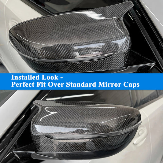 AeroBon Dry Carbon Fiber Mirror Cap Overlays Compatible with BMW 3 Series G20, 4 Series G22 G23 G26, 5 Series G30, 6 Series G32, 7 Series G11 G12, 8 Series G14 G15 G16 Mirror Cpas (MA Style) M-Arc
