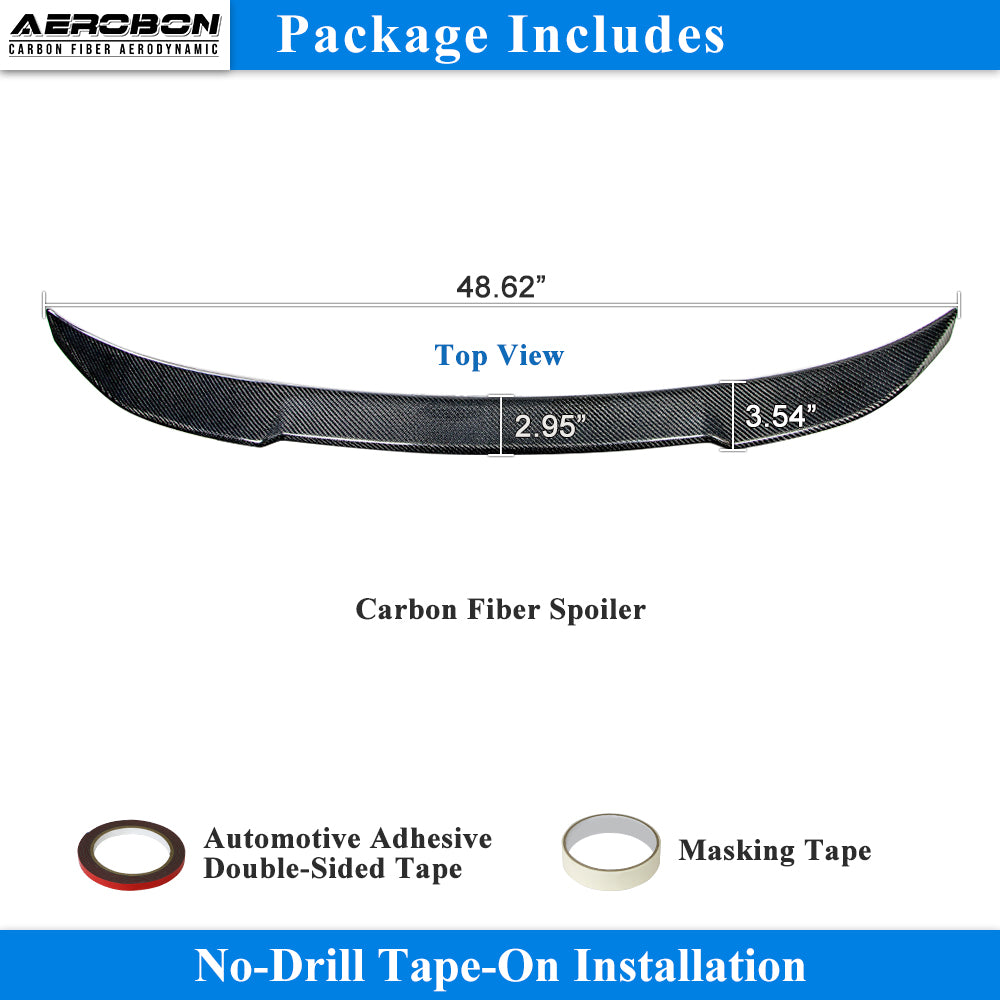 AeroBon Real Carbon Fiber Trunk Spoiler Compatible with 2014-2021 BMW 2-Series F22 Coupe F87 M2 Rear Spoiler (CS Style) Club Sport