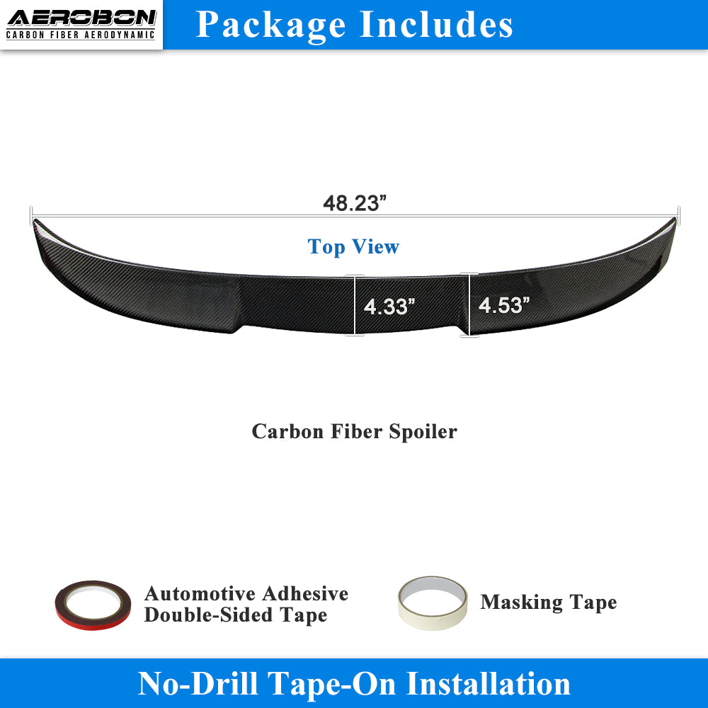 AeroBon Real Carbon Fiber Trunk Spoiler Compatible with 2022-2026 BMW 2 Series G42 Coupe and G87 M2 Spoiler SB style (Stealth Blade)