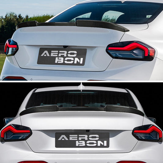 AeroBon Real Carbon Fiber Trunk Spoiler Compatible with 2022-2026 BMW 2 Series G42 Coupe and G87 M2 Spoiler SB style (Stealth Blade)