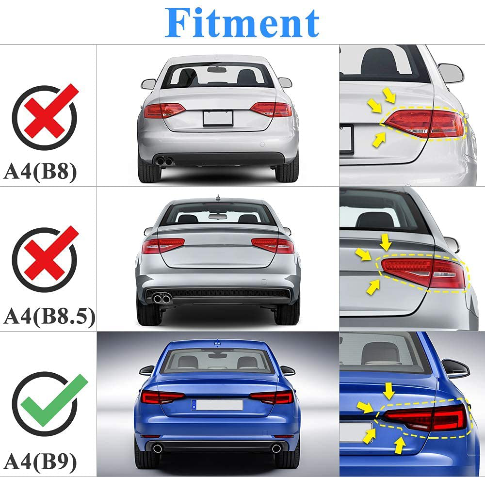 AeroBon Real Carbon Fiber Trunk Spoiler Compatible with 2016-21 Audi A4 S4 (B9) Sedan (HK Style)