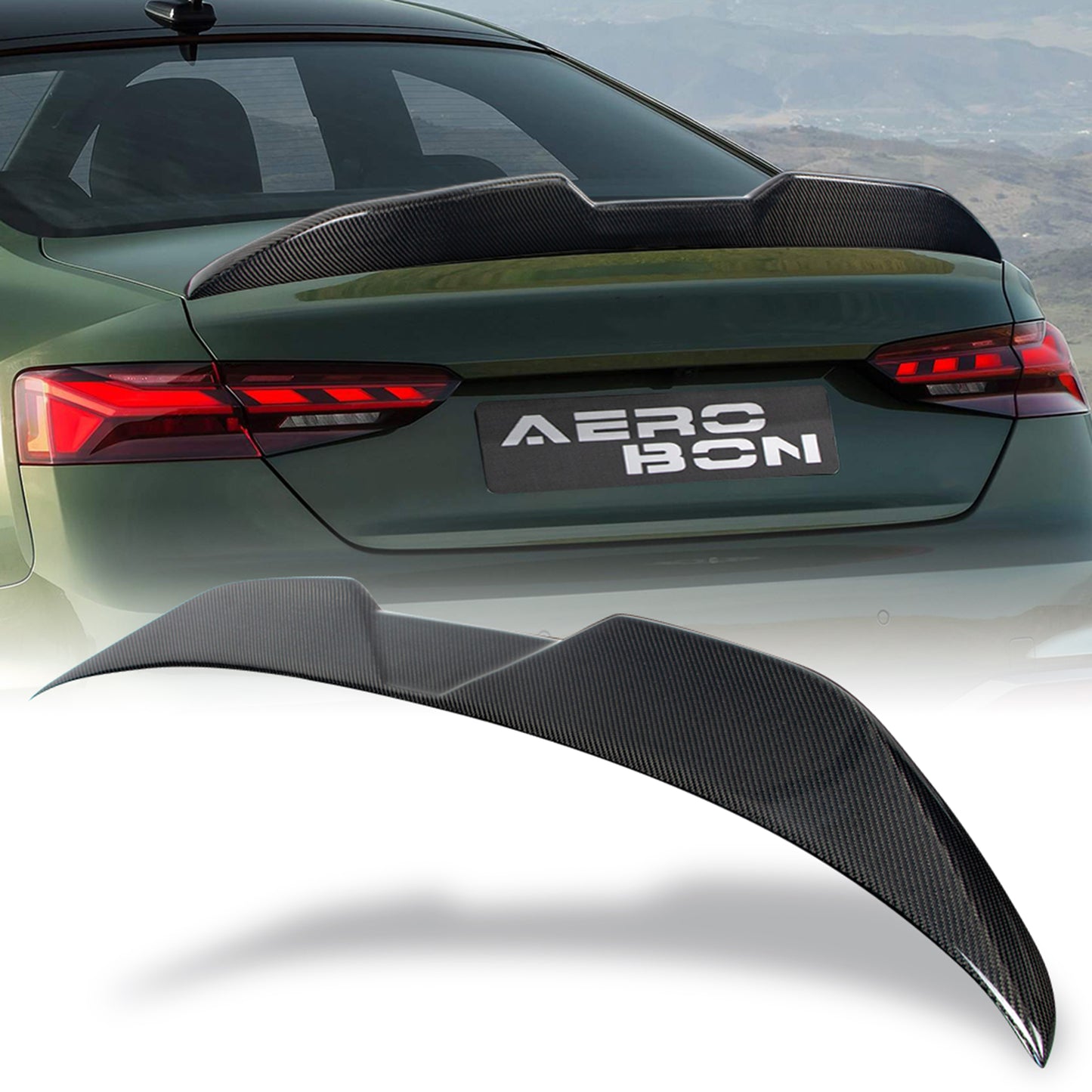 AeroBon Real Carbon Fiber Trunk Spoiler Compatible with 2018-2024 Audi A5 S5 RS5 Spoiler B9 Coupe 2-Door (MP Style)