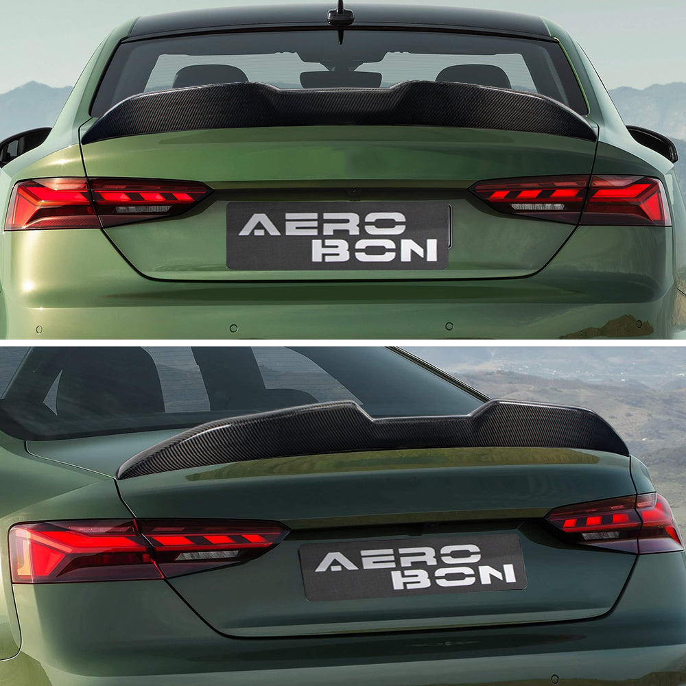 AeroBon Real Carbon Fiber Trunk Spoiler Compatible with 2018-2024 Audi A5 S5 RS5 Spoiler B9 Coupe 2-Door (MP Style)