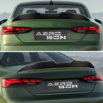 AeroBon Real Carbon Fiber Trunk Spoiler Compatible with 2018-2024 Audi A5 S5 RS5 Spoiler B9 Coupe 2-Door (MP Style)