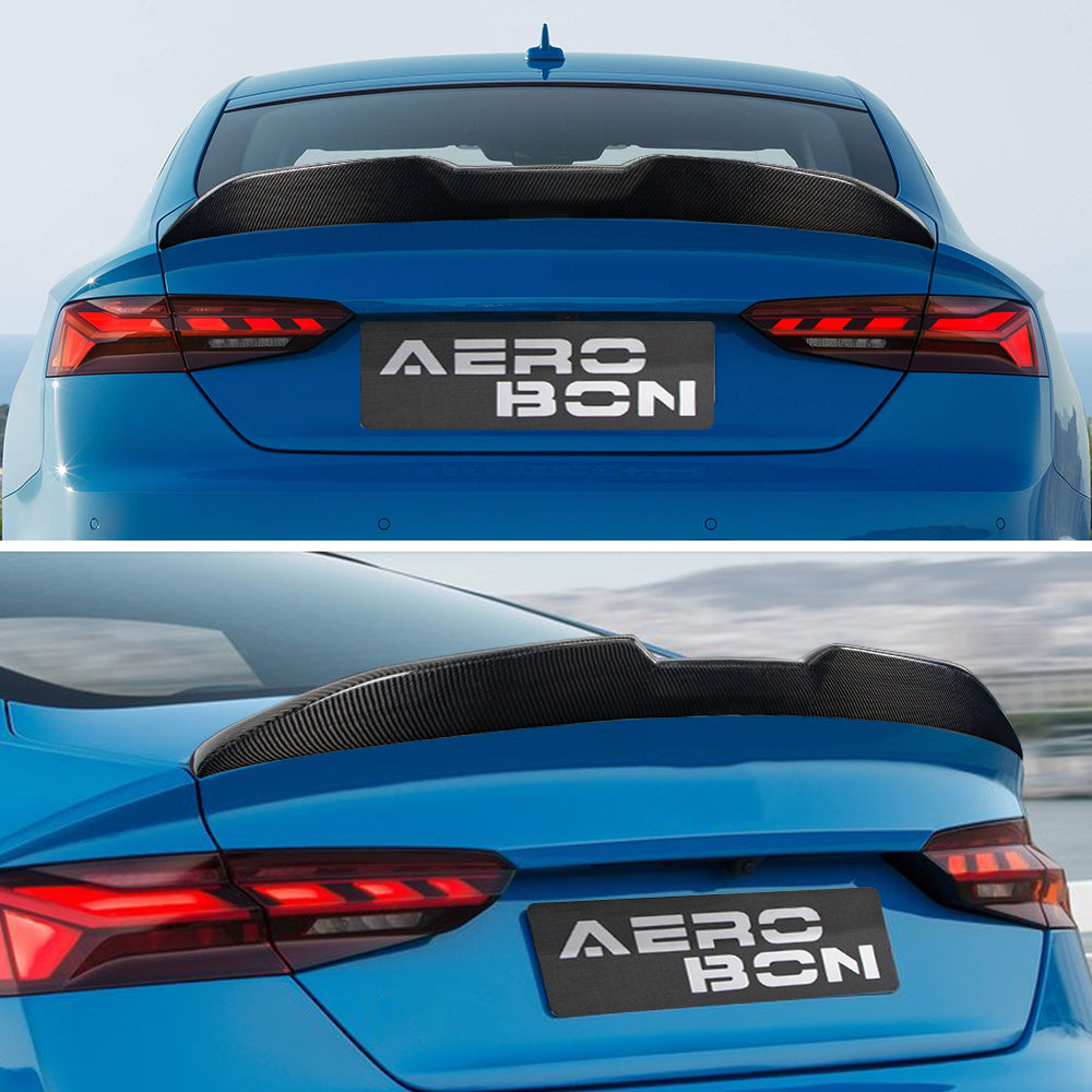 AeroBon Real Carbon Fiber Trunk Spoiler Compatible with 2017-2024 Audi A5 S5 RS5 Spoiler B9 Sportback 4-Door (MP Style)