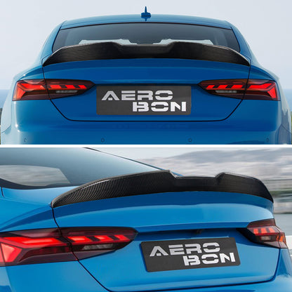 AeroBon Real Carbon Fiber Trunk Spoiler Compatible with 2017-2024 Audi A5 S5 RS5 Spoiler B9 Sportback 4-Door (MP Style)