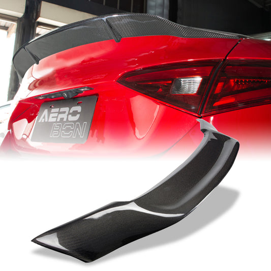 AeroBon Real Carbon Fiber Trunk Spoiler Compatible with 2017-2024 Alfa Romeo Giulia Sedan Spoiler (R Style)