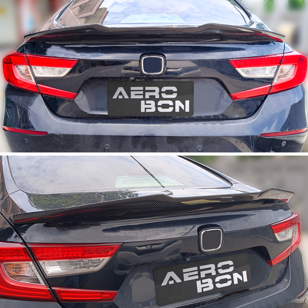 AeroBon Real Carbon Fiber Trunk Spoiler Compatible with 2018-2022 Honda Accord Spoiler (H Style)