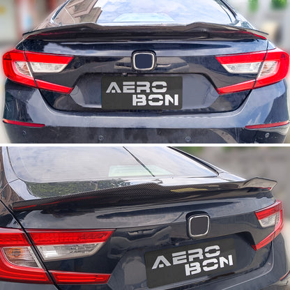 AeroBon Real Carbon Fiber Trunk Spoiler Compatible with 2018-2022 Honda Accord Spoiler (H Style)