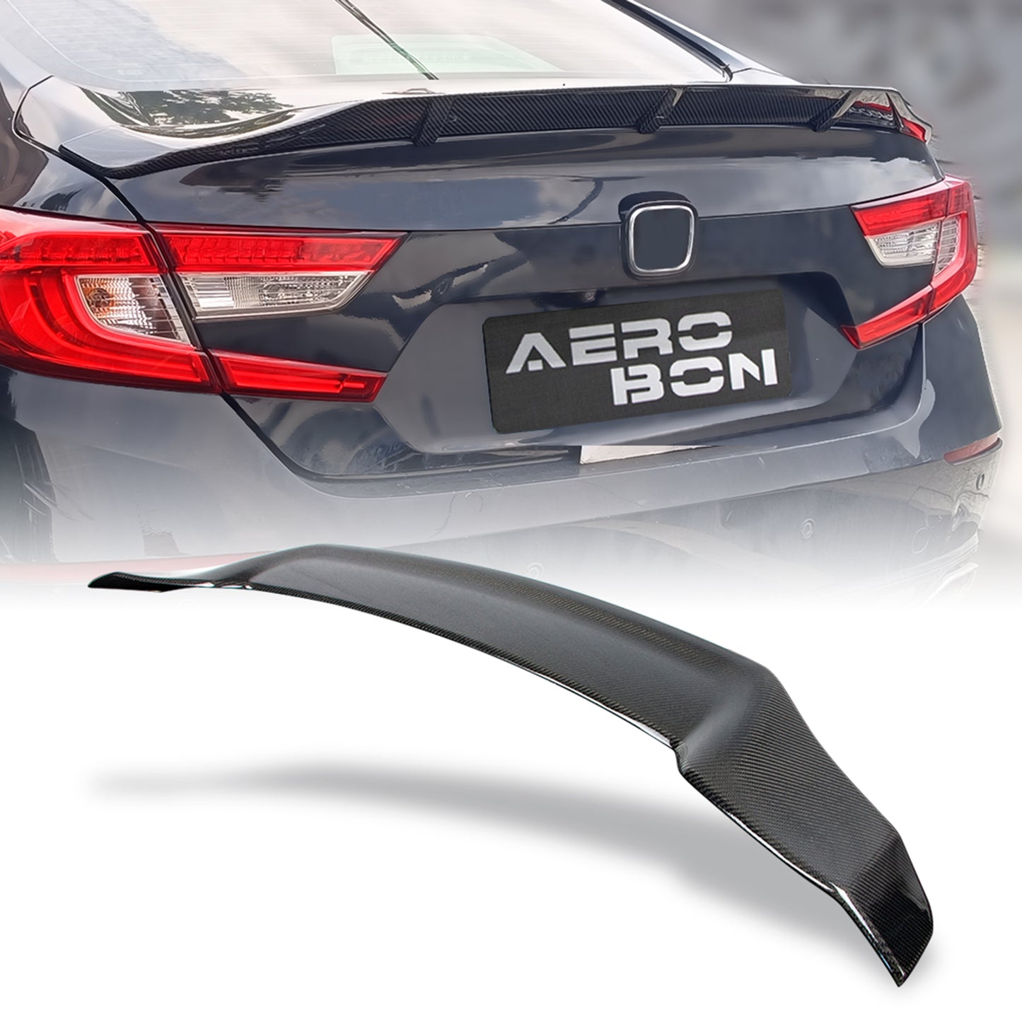 AeroBon Real Carbon Fiber Trunk Spoiler Compatible with 2018-2022 Honda Accord Spoiler (TR Style)