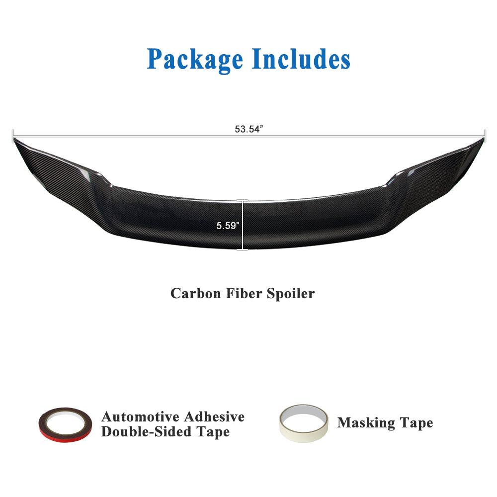 AeroBon Real Carbon Fiber Trunk Spoiler Compatible with 2018-2022 Honda Accord Spoiler (TR Style)