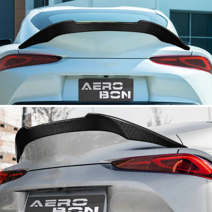 AeroBon Real Carbon Fiber Honeycomb Weave Trunk Spoiler Compatible with 2020-2026 Toyota GR Supra A90 A91 Rear Spoiler (V Style) Vortex