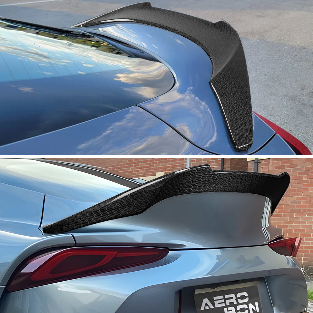 AeroBon Real Carbon Fiber Honeycomb Weave Trunk Spoiler Compatible with 2020-2026 Toyota GR Supra A90 A91 Rear Spoiler (V Style) Vortex