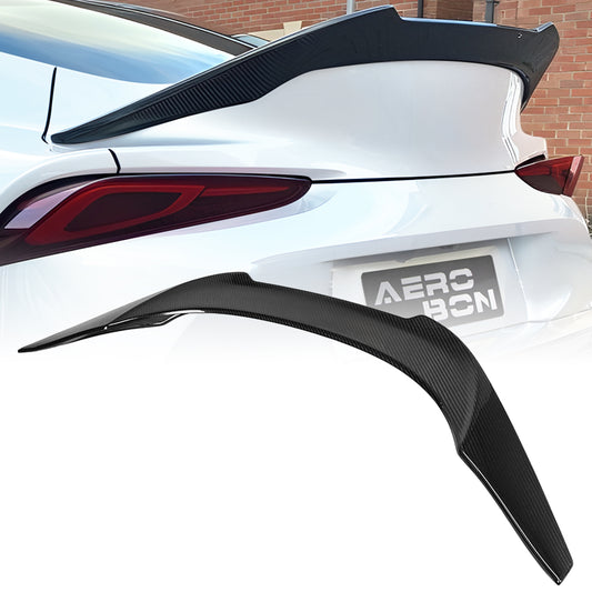 AeroBon Real Carbon Fiber Trunk Spoiler Compatible with 2020-2026 Toyota GR Supra A90 A91 Rear Spoiler (V Style) Vortex