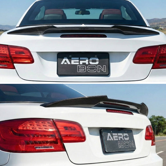 AeroBon Real Carbon Fiber Trunk Spoiler Compatible with 2007-2013 BMW 3 Series E93 Convertible E93 M3 Rear Spoiler (MV Style) Motorsport Version