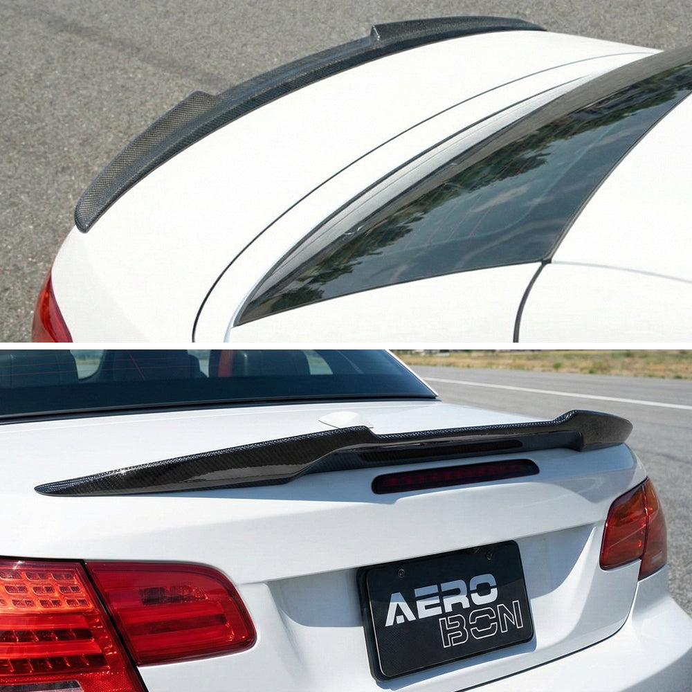 AeroBon Real Carbon Fiber Trunk Spoiler Compatible with 2007-2013 BMW 3 Series E93 Convertible E93 M3 Rear Spoiler (MV Style) Motorsport Version