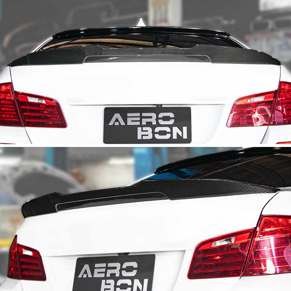 AeroBon Real Carbon Fiber Trunk Spoiler Compatible with 2011-2016 BMW 5 Series F10 Sedan F10 M5 Spoiler (H Style) High Kick