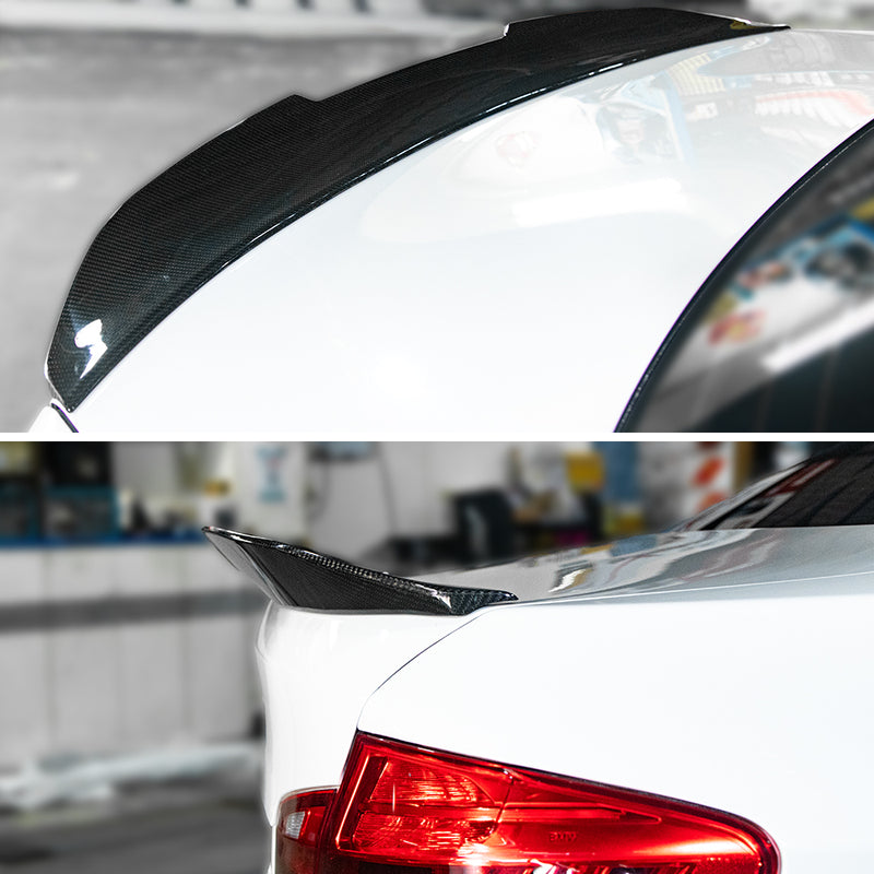 AeroBon Real Carbon Fiber Trunk Spoiler Compatible with 2011-2016 BMW 5 Series F10 Sedan F10 M5 Spoiler (H Style) High Kick