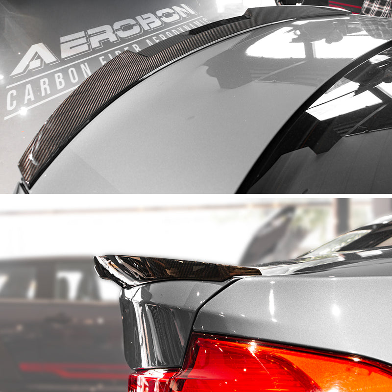 AeroBon Real Carbon Fiber Trunk Spoiler Compatible with 2011-2016 BMW 5 Series F10 Sedan F10 M5 Spoiler (MV Style) Motorsport Version