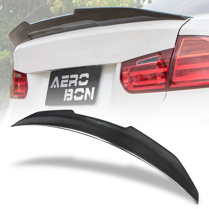 AeroBon Real Carbon Fiber Trunk Spoiler Compatible with 2013-2018 BMW 3 Series F30 Sedan F80 M3 Rear Spoiler (H Style) High Kick