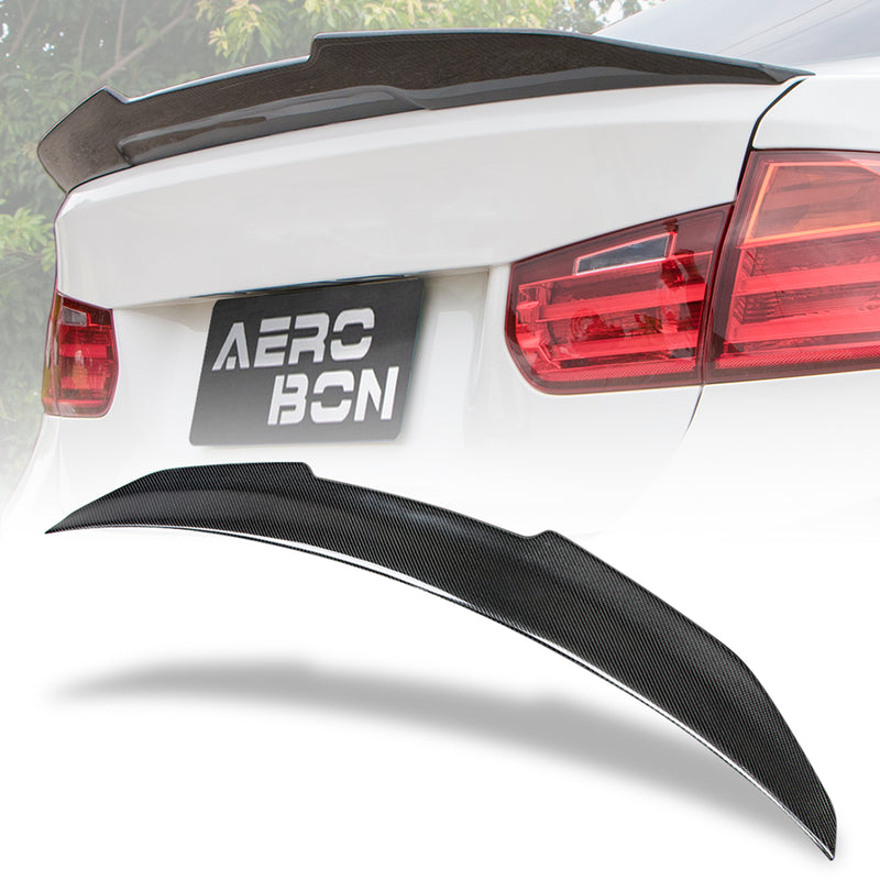 AeroBon Real Carbon Fiber Trunk Spoiler Compatible with 2013-2018 BMW 3 Series F30 Sedan F80 M3 Rear Spoiler (H Style) High Kick